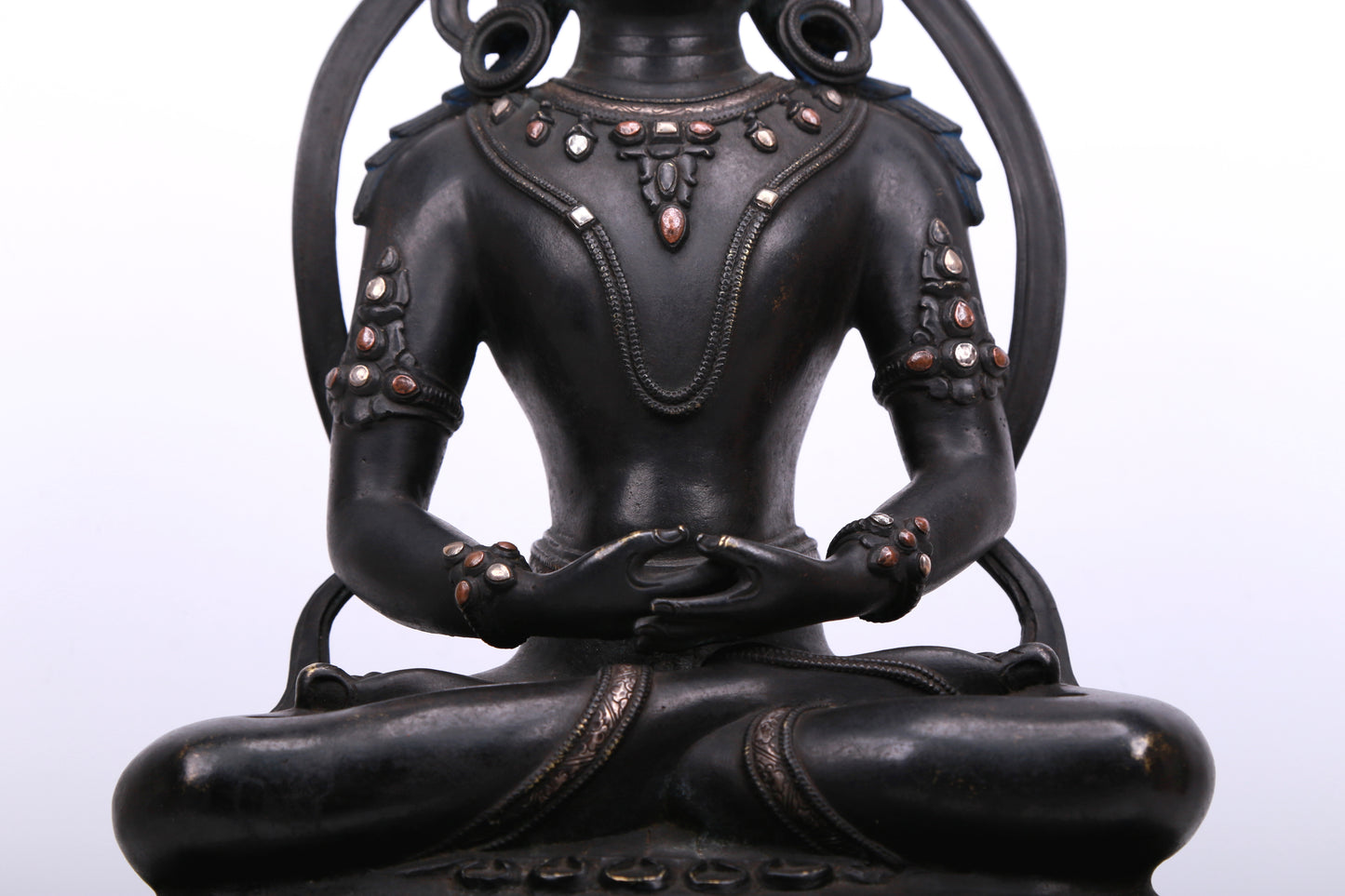 A Precious Bronze Silver-Inlaid Figure Of Amitayus