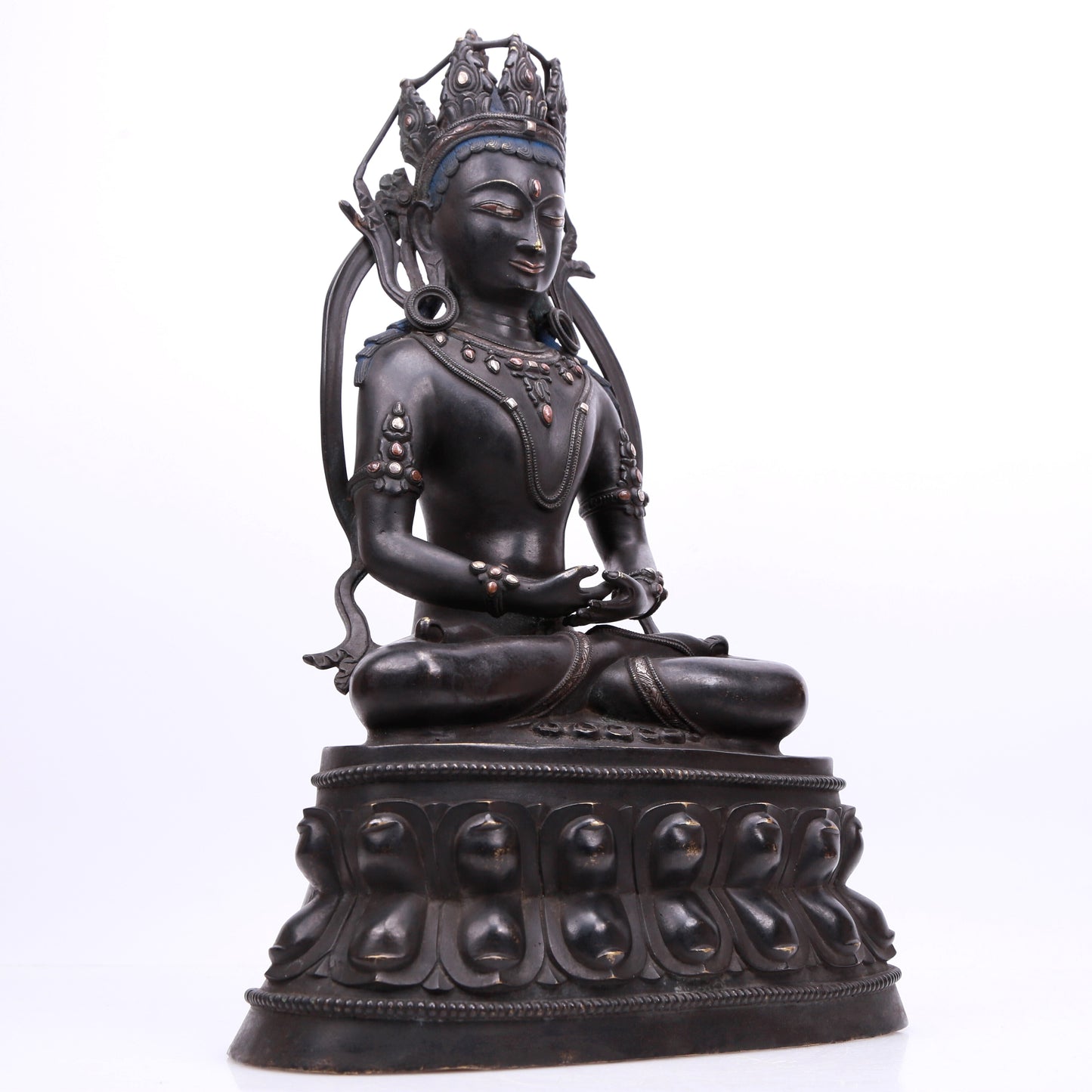 A Precious Bronze Silver-Inlaid Figure Of Amitayus