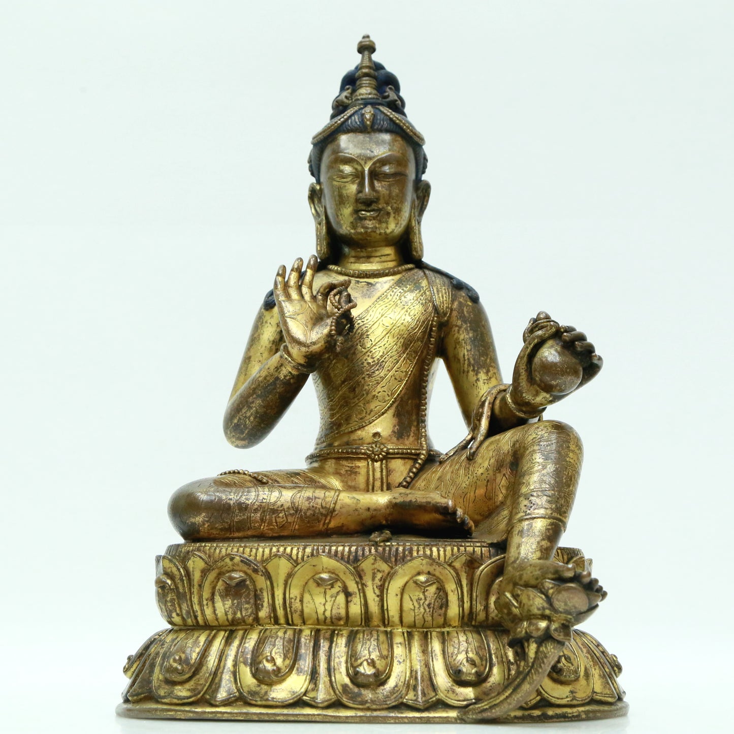 An Archaic Gilt-Bronze Figure Of Bodhisattva With Inscriptions