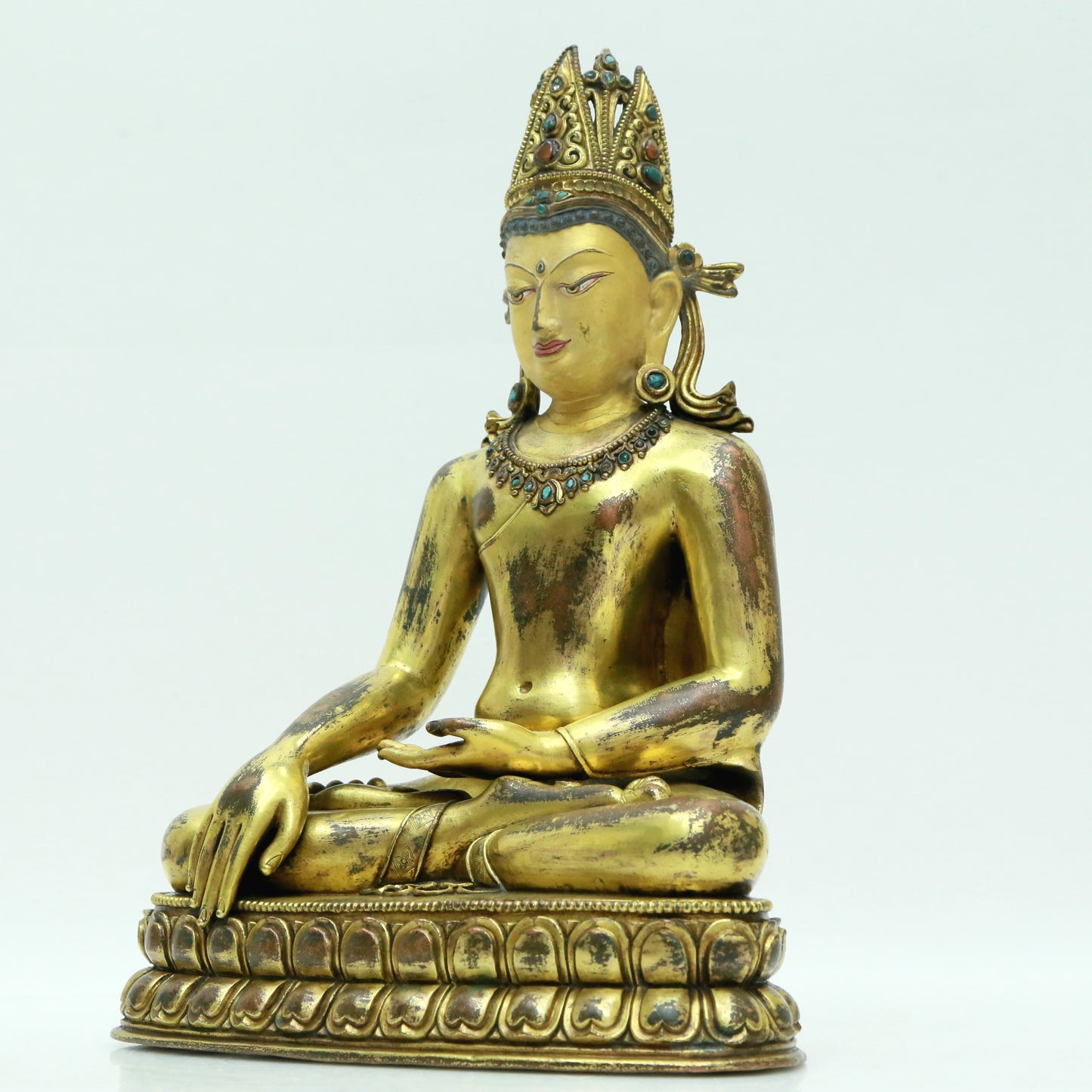 A Precious Gilt-Bronze Figure Of Longevity Buddha