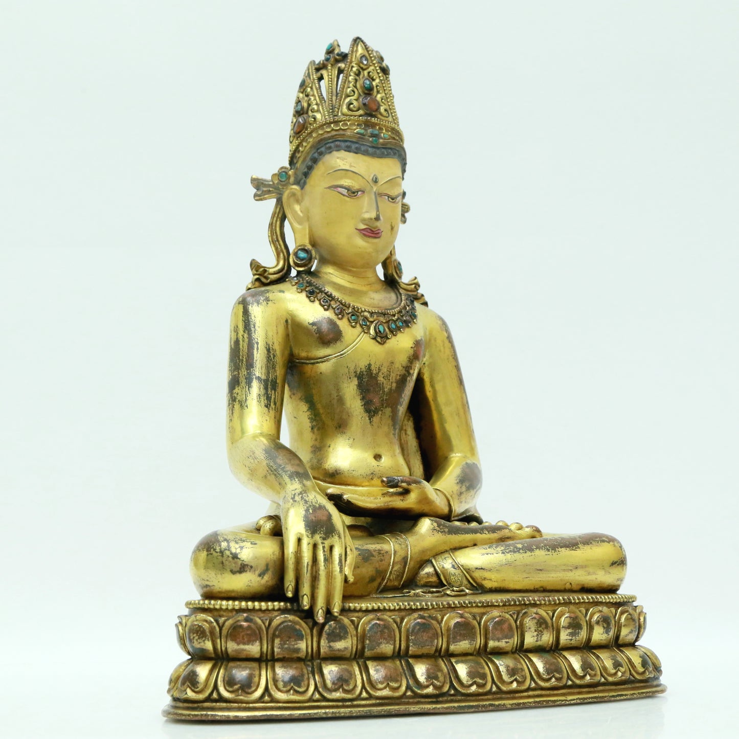 A Precious Gilt-Bronze Figure Of Longevity Buddha