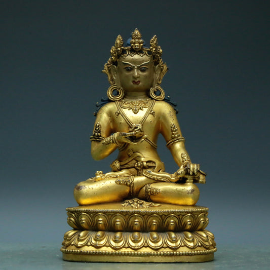 A Magnificent Gilt-Bronze Figure Of Kubera With Inscriptions