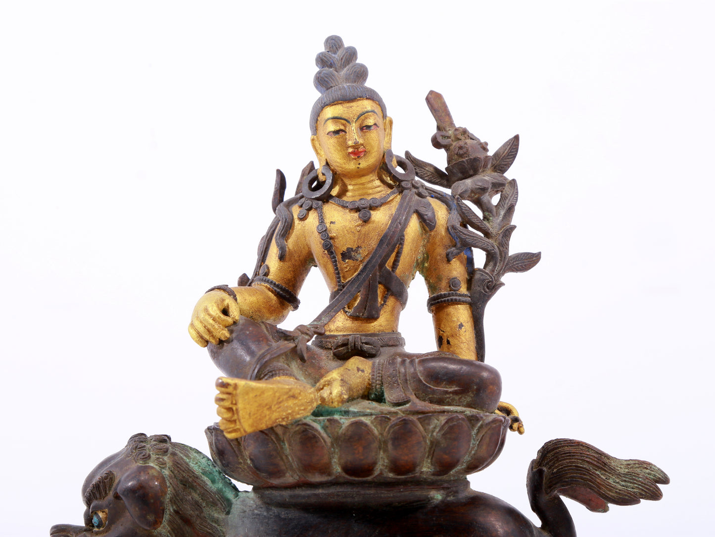 A Splendid Gilt-Bronze Figure Of Bodhisattva Seated On A Lion