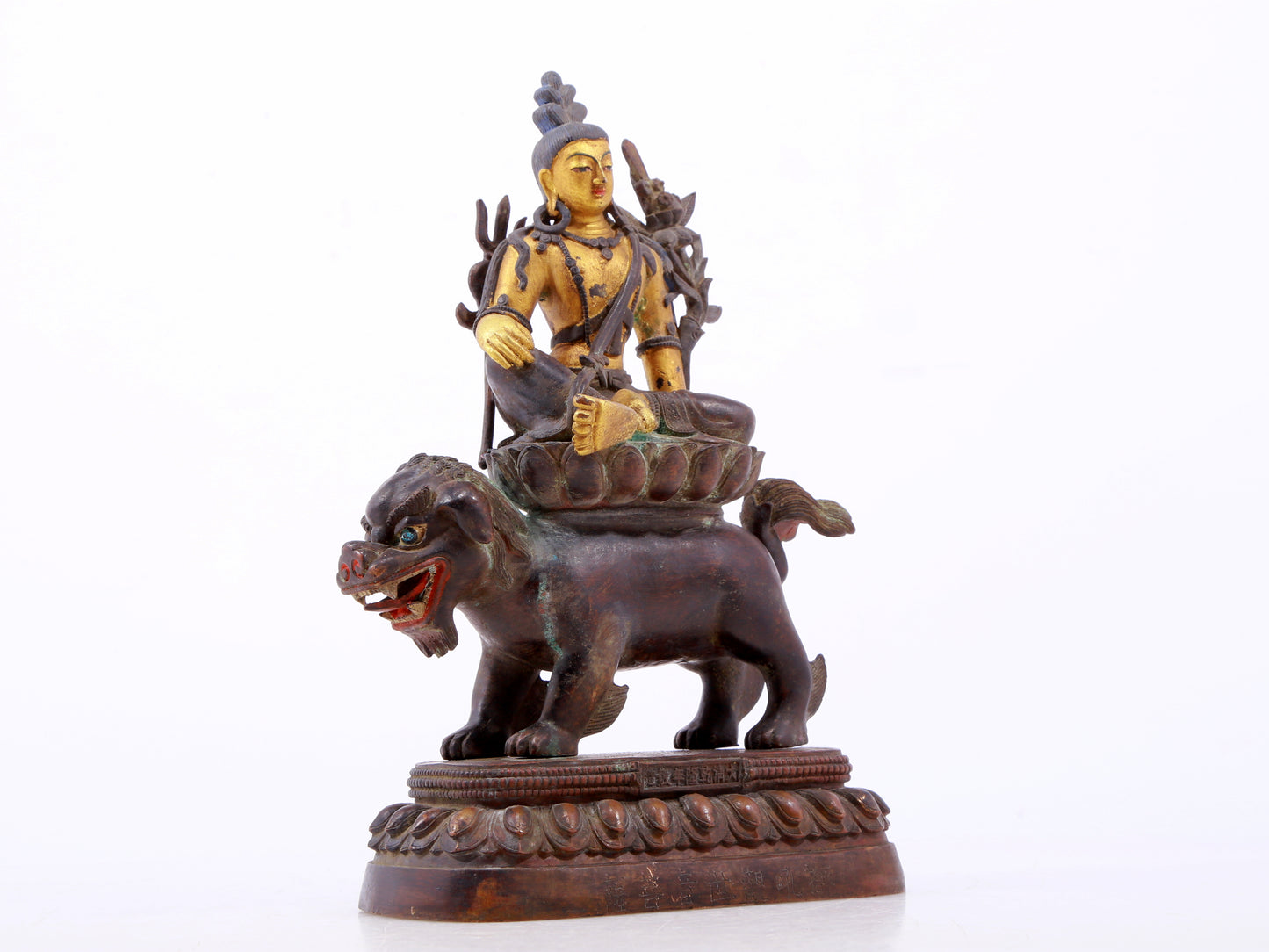 A Splendid Gilt-Bronze Figure Of Bodhisattva Seated On A Lion