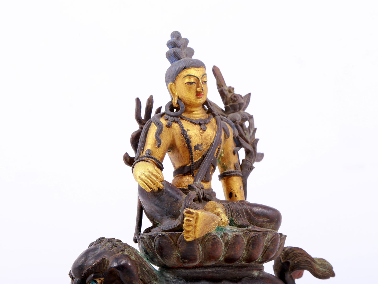 A Splendid Gilt-Bronze Figure Of Bodhisattva Seated On A Lion