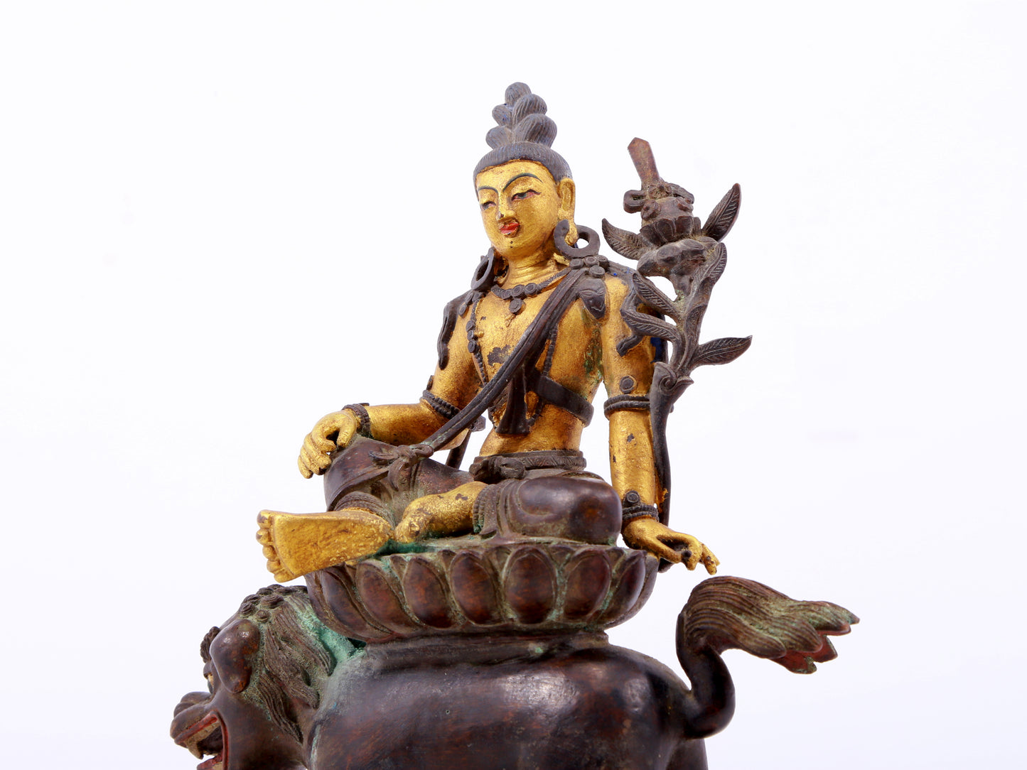 A Splendid Gilt-Bronze Figure Of Bodhisattva Seated On A Lion