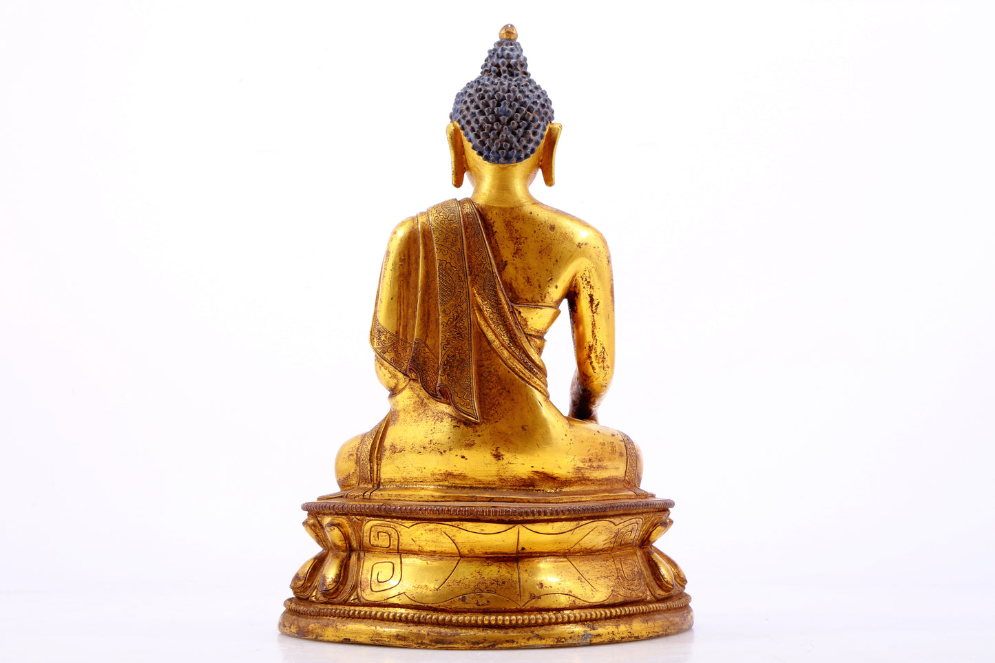 A Magnificent Set Of Three Gilt-Bronze Figures Of Buddha Shakyamuni