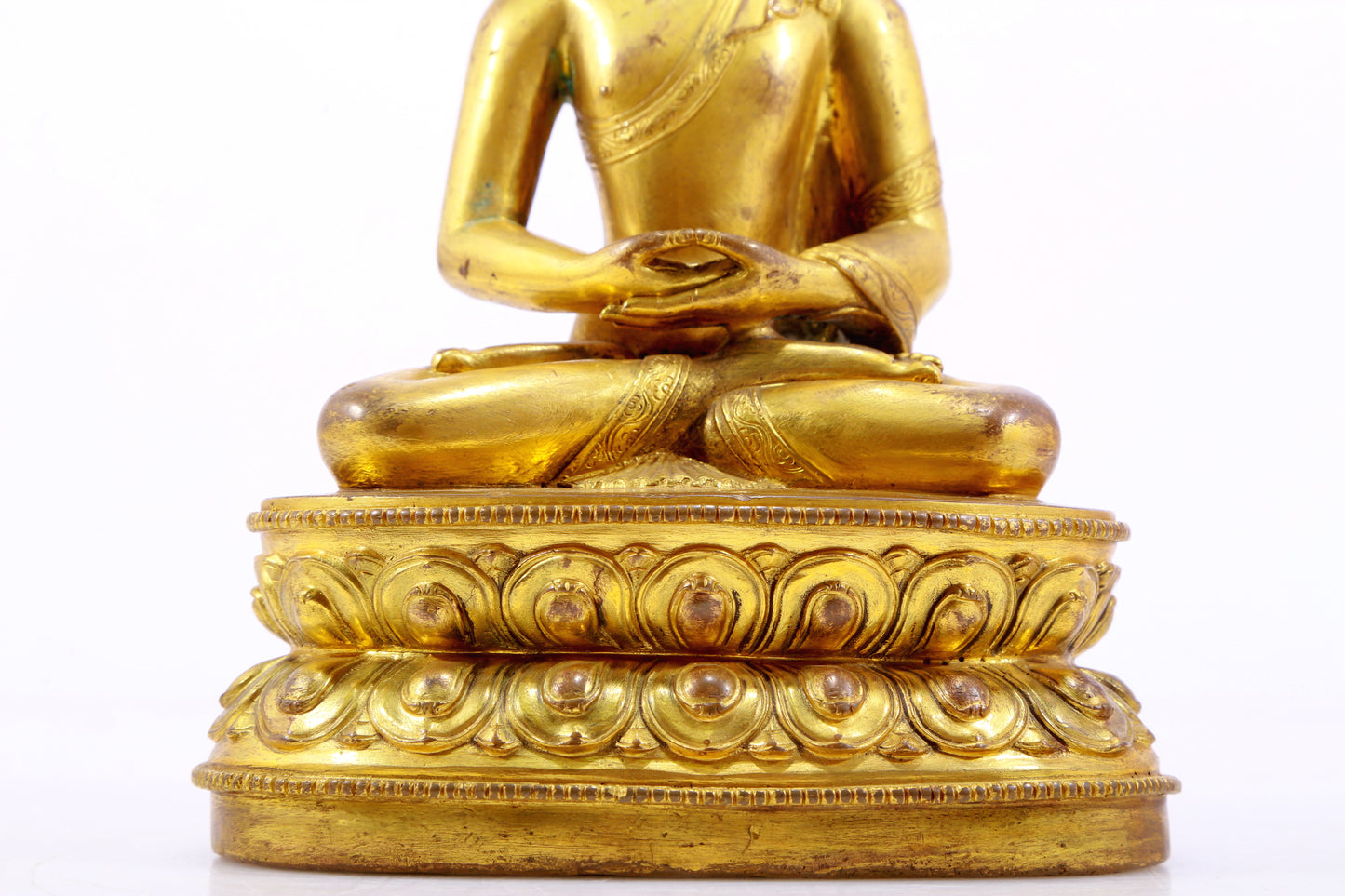 A Magnificent Set Of Three Gilt-Bronze Figures Of Buddha