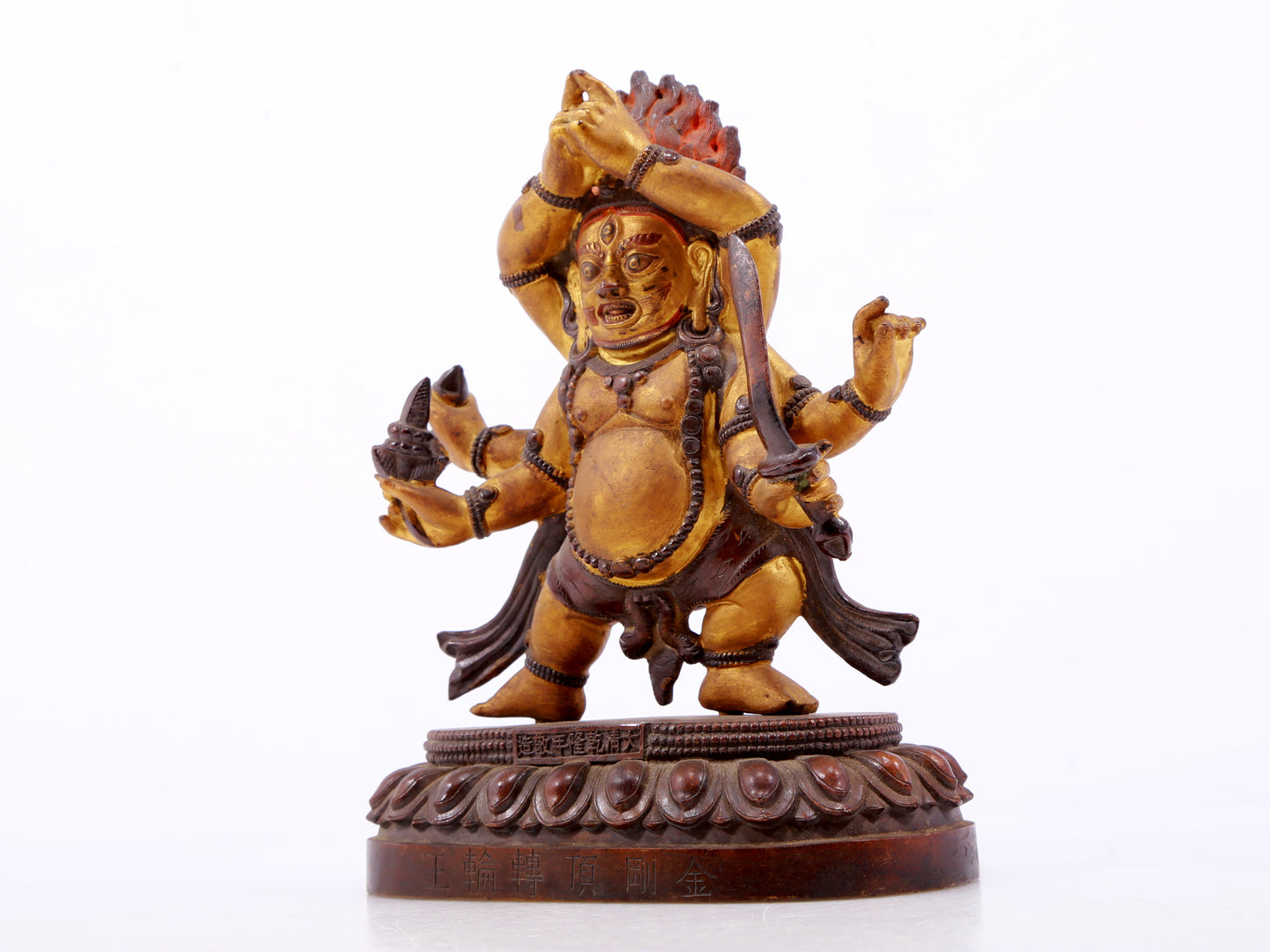 A gilt bronze Vajra statue