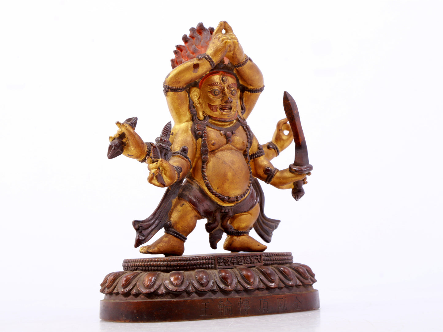 A gilt bronze Vajra statue