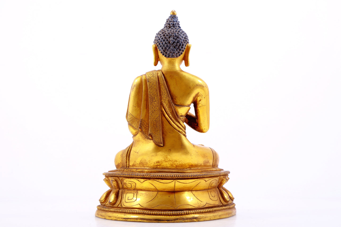 A Magnificent Set Of Three Gilt-Bronze Figures Of Buddha Shakyamuni