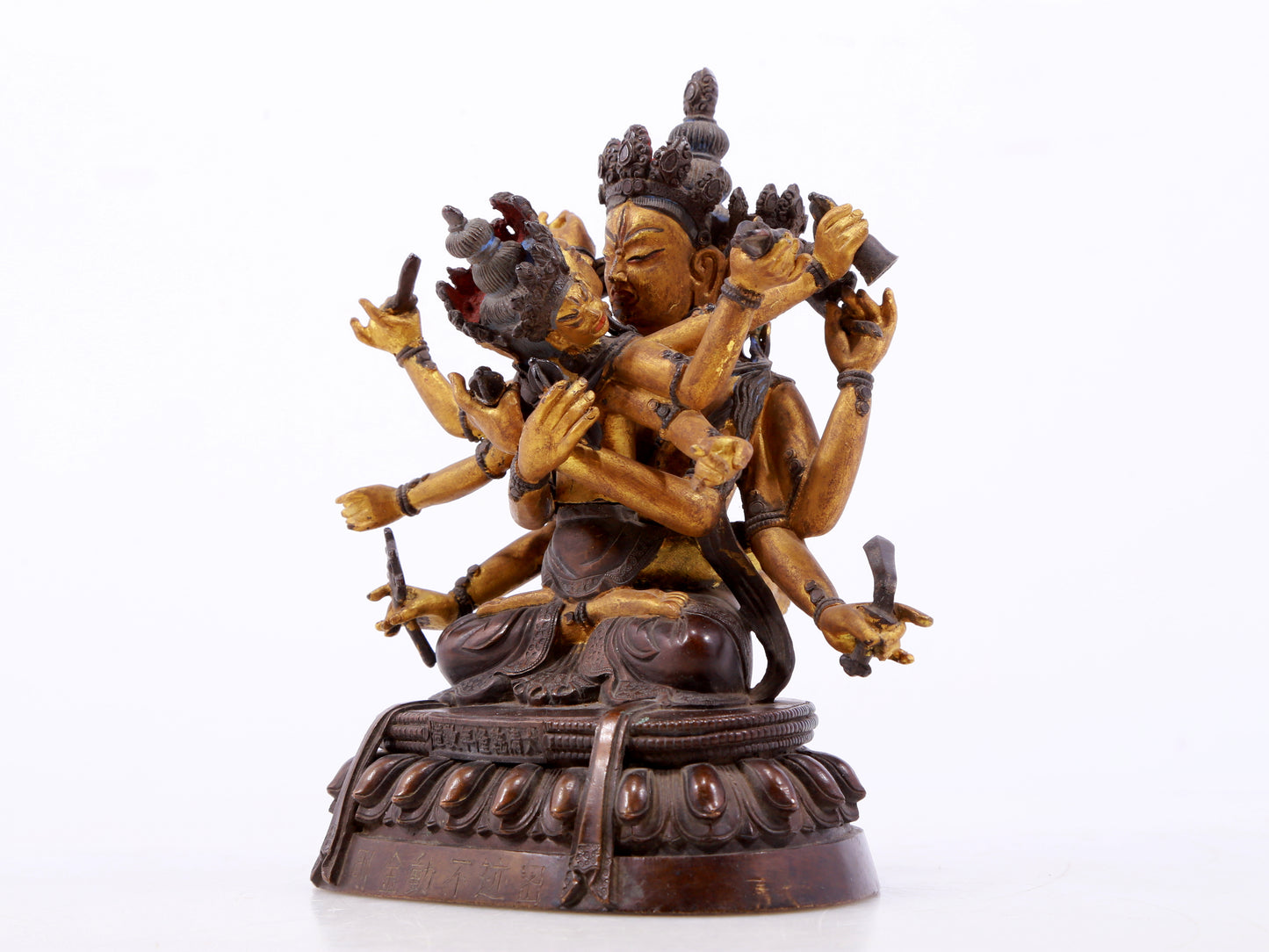 A gilt bronze Vajra statue