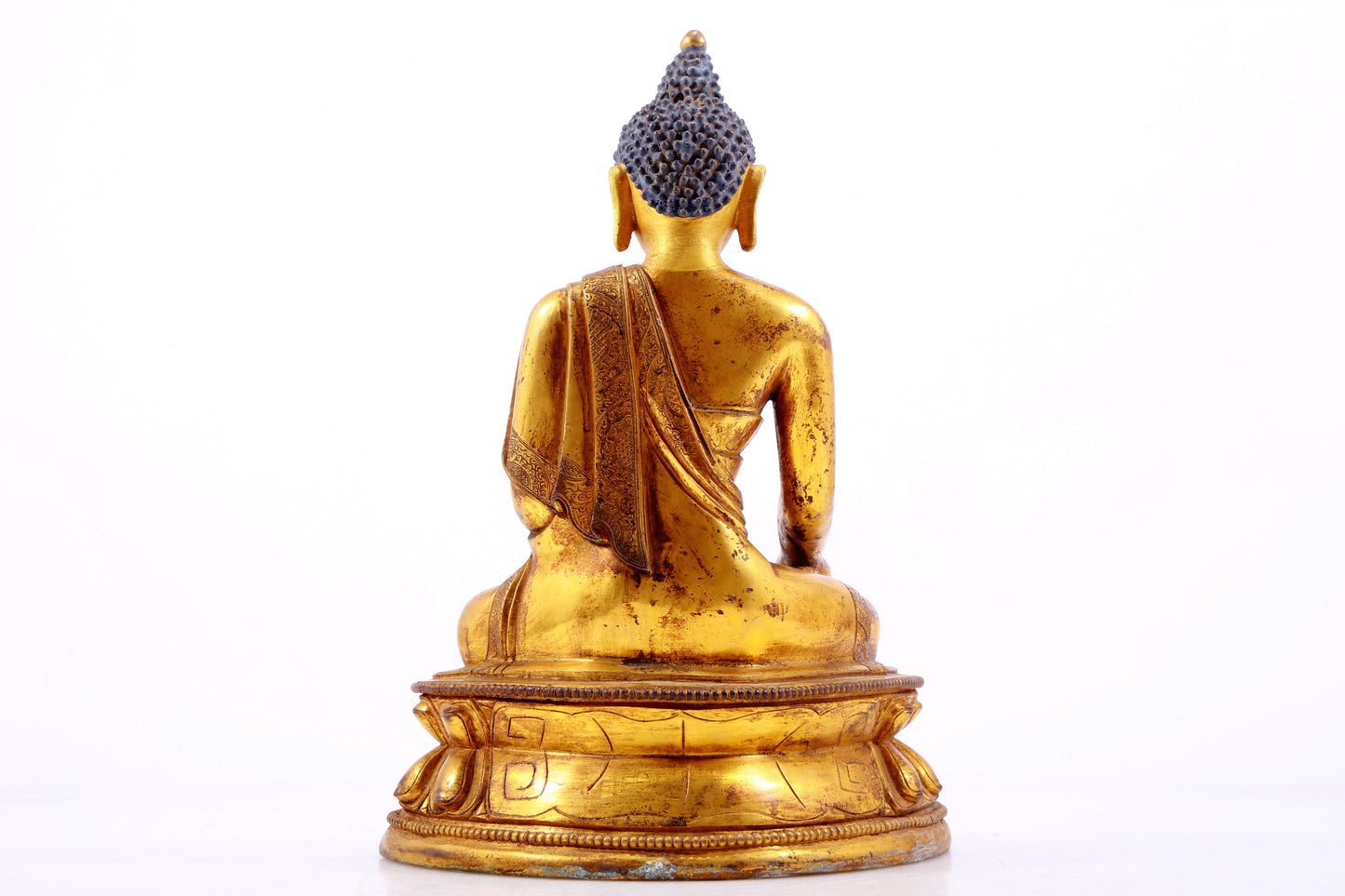 A Magnificent Set Of Three Gilt-Bronze Figures Of Buddha Shakyamuni