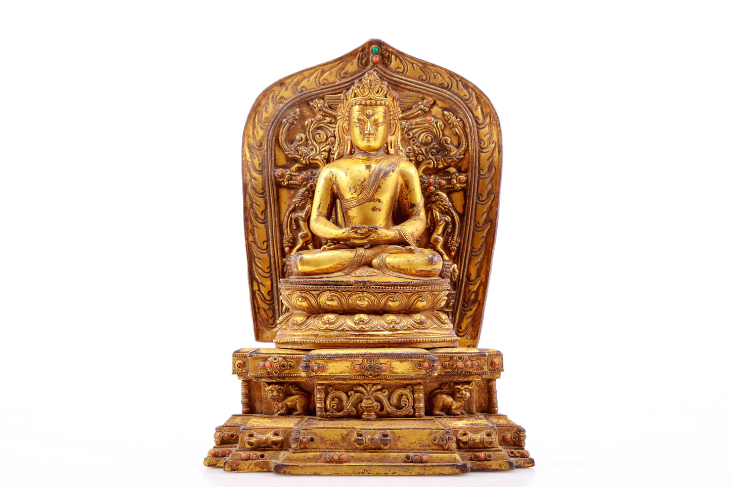 A Rare Gilt-Bronze Gem-Inlaid Figures Of Bodhisattva