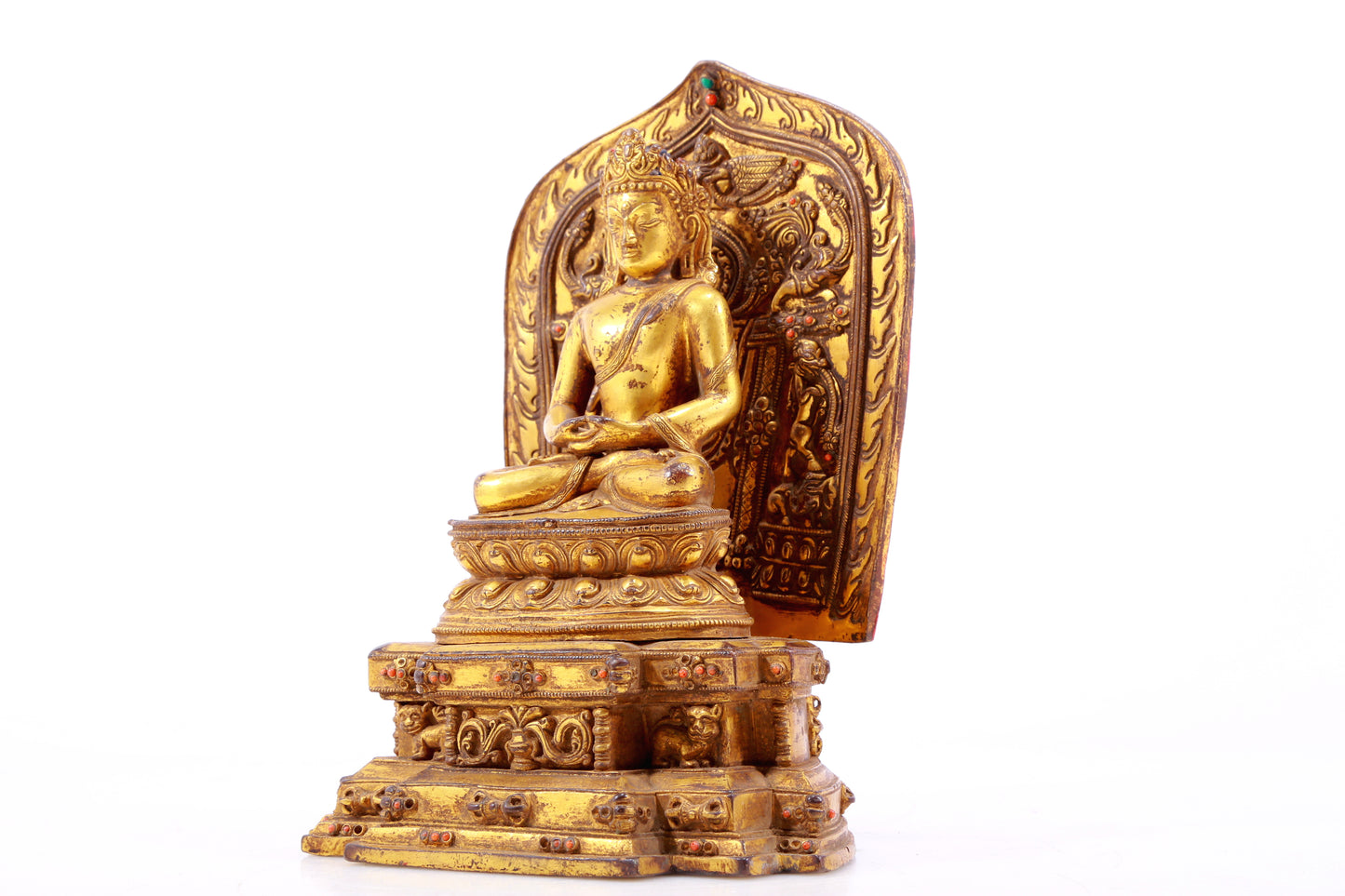 A Rare Gilt-Bronze Gem-Inlaid Figures Of Bodhisattva