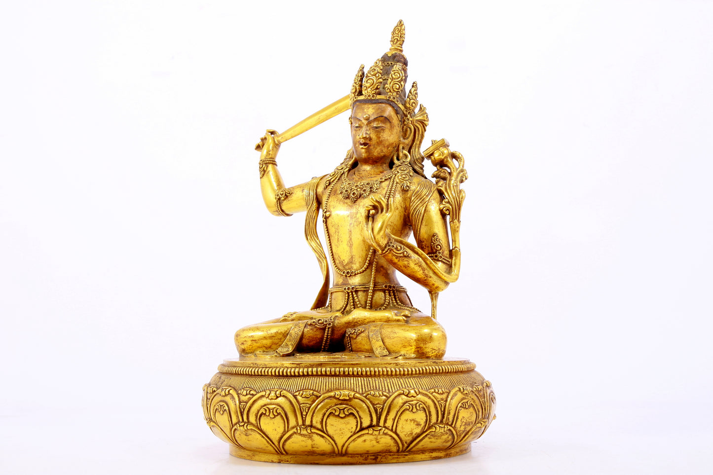 A gilt bronze statue of Manjushri Bodhisattva