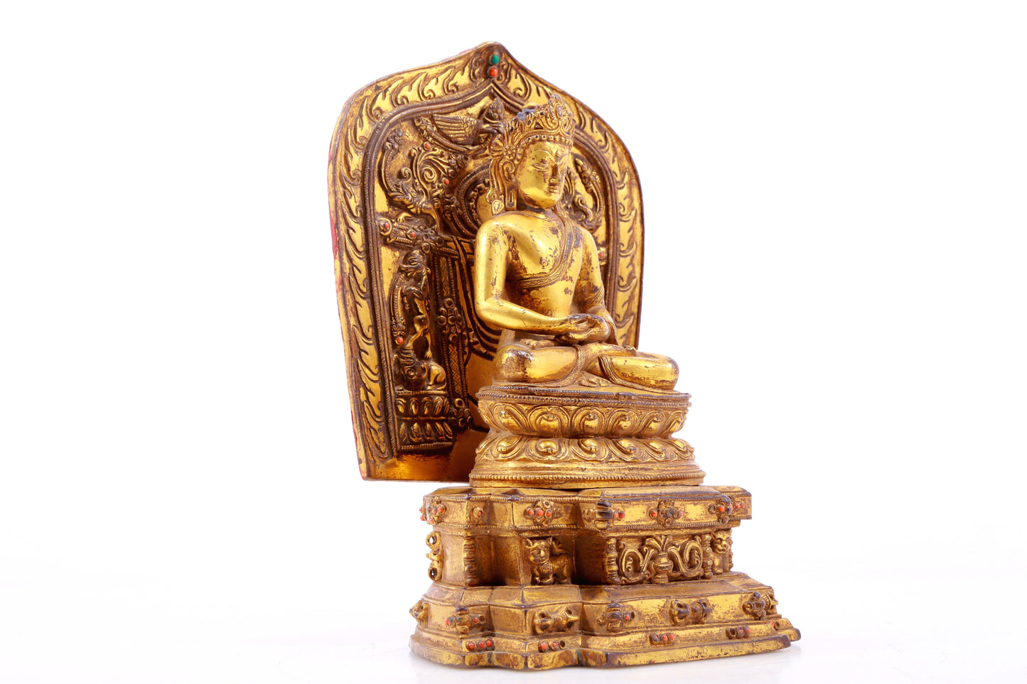 A Rare Gilt-Bronze Gem-Inlaid Figures Of Bodhisattva