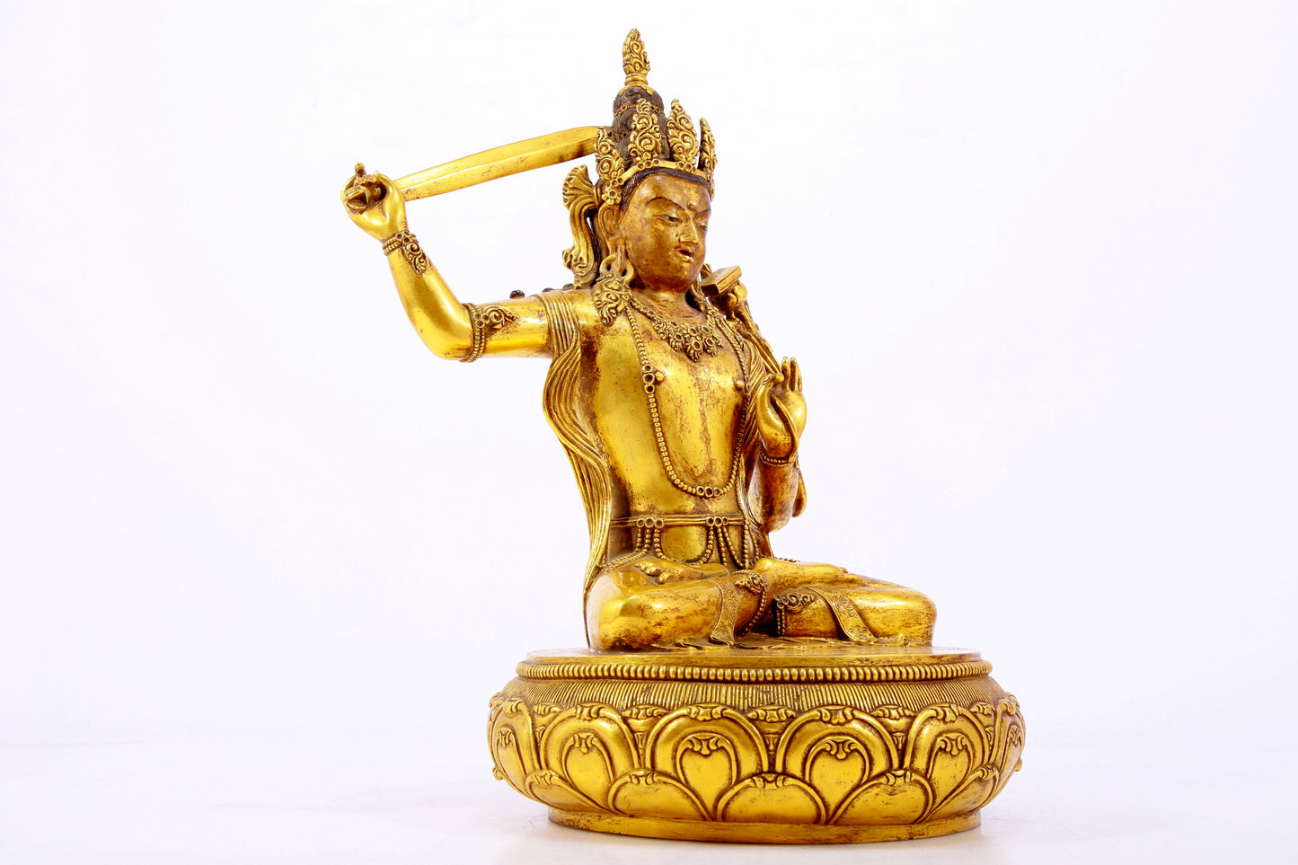 A gilt bronze statue of Manjushri Bodhisattva