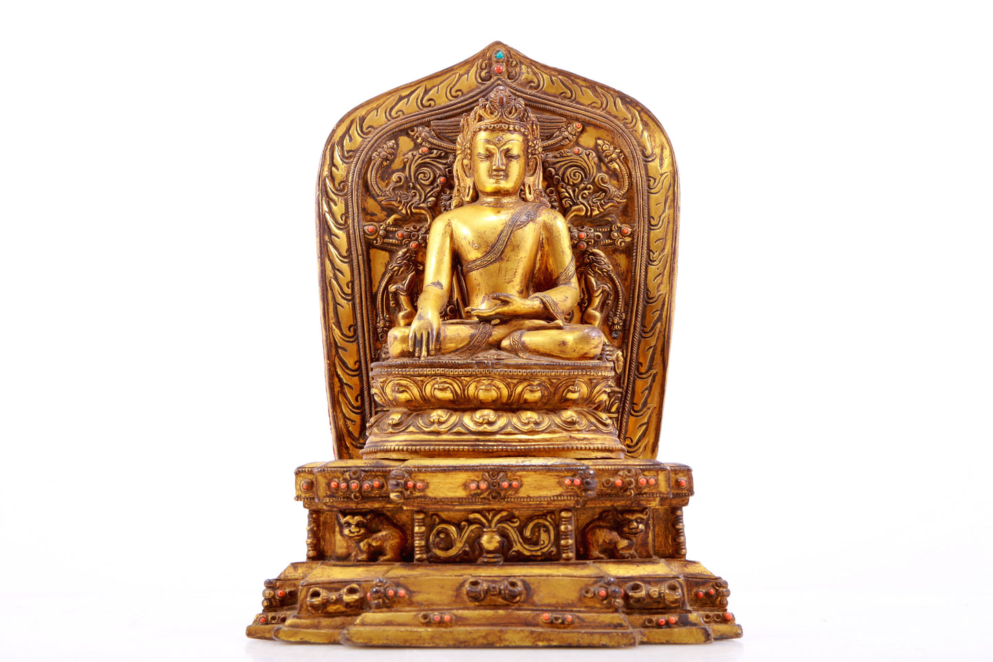 A Rare Gilt-Bronze Gem-Inlaid Figures Of Bodhisattva