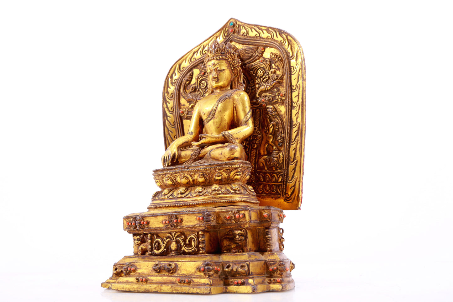 A Rare Gilt-Bronze Gem-Inlaid Figures Of Bodhisattva