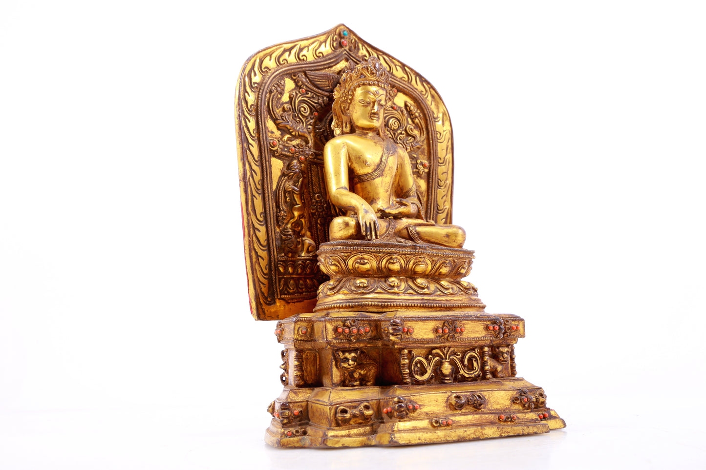 A Rare Gilt-Bronze Gem-Inlaid Figures Of Bodhisattva