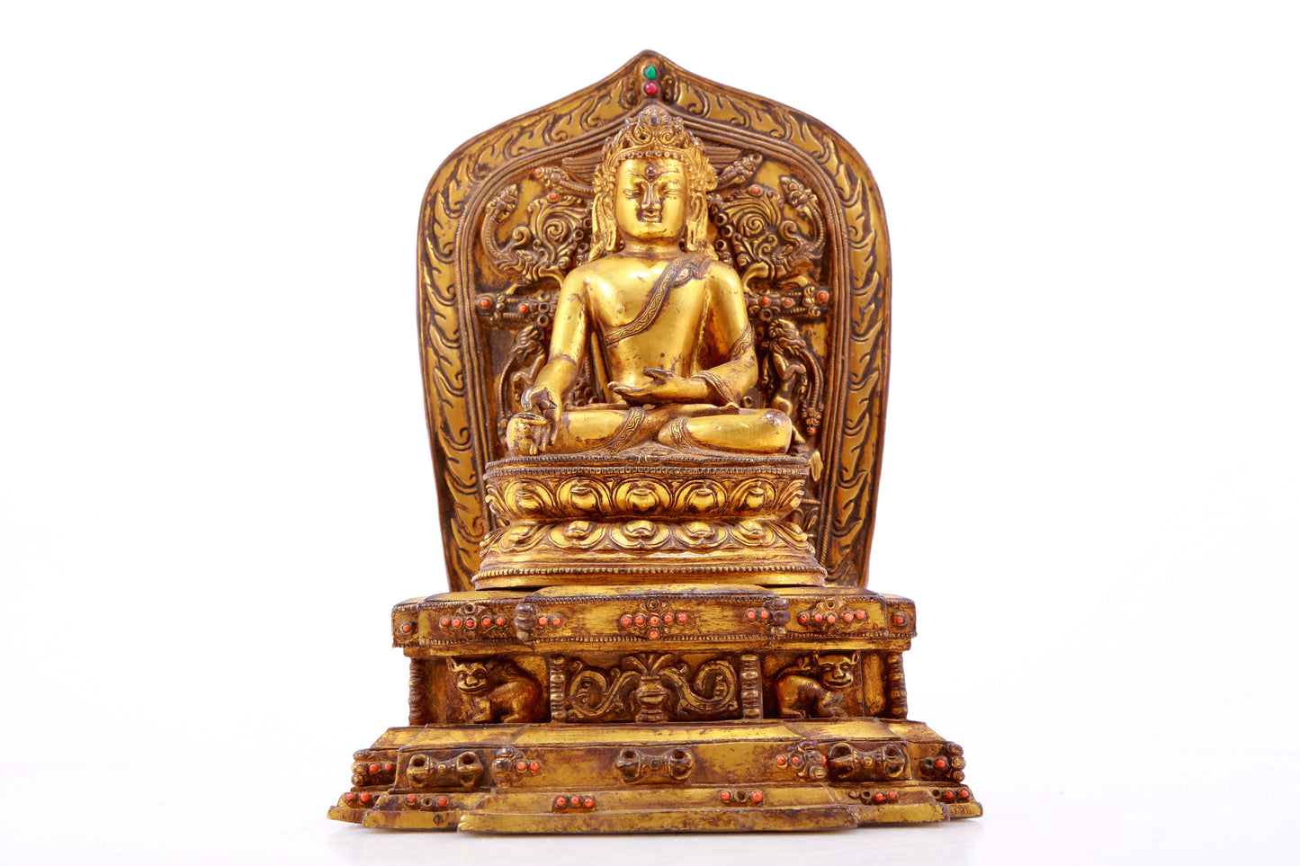 A Rare Gilt-Bronze Gem-Inlaid Figures Of Bodhisattva