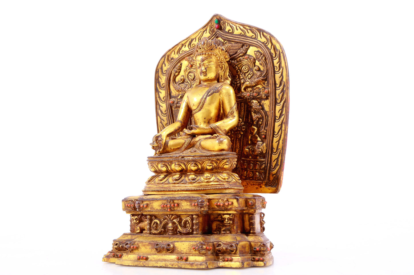 A Rare Gilt-Bronze Gem-Inlaid Figures Of Bodhisattva