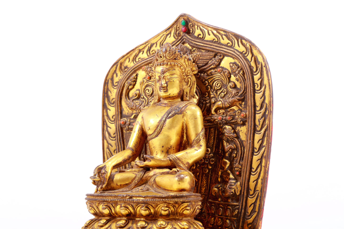 A Rare Gilt-Bronze Gem-Inlaid Figures Of Bodhisattva