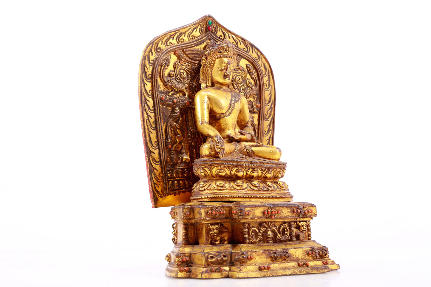 A Rare Gilt-Bronze Gem-Inlaid Figures Of Bodhisattva