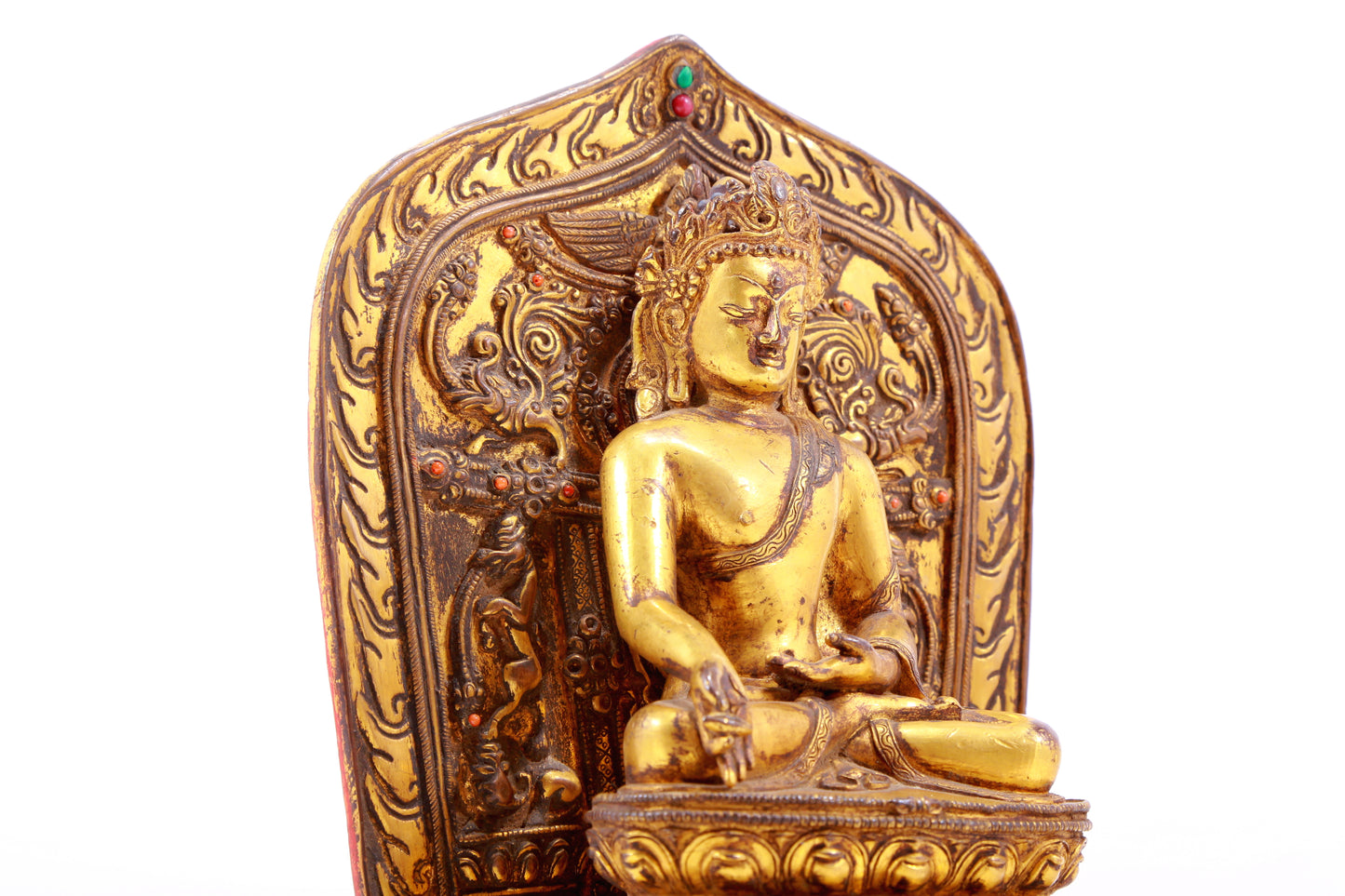 A Rare Gilt-Bronze Gem-Inlaid Figures Of Bodhisattva