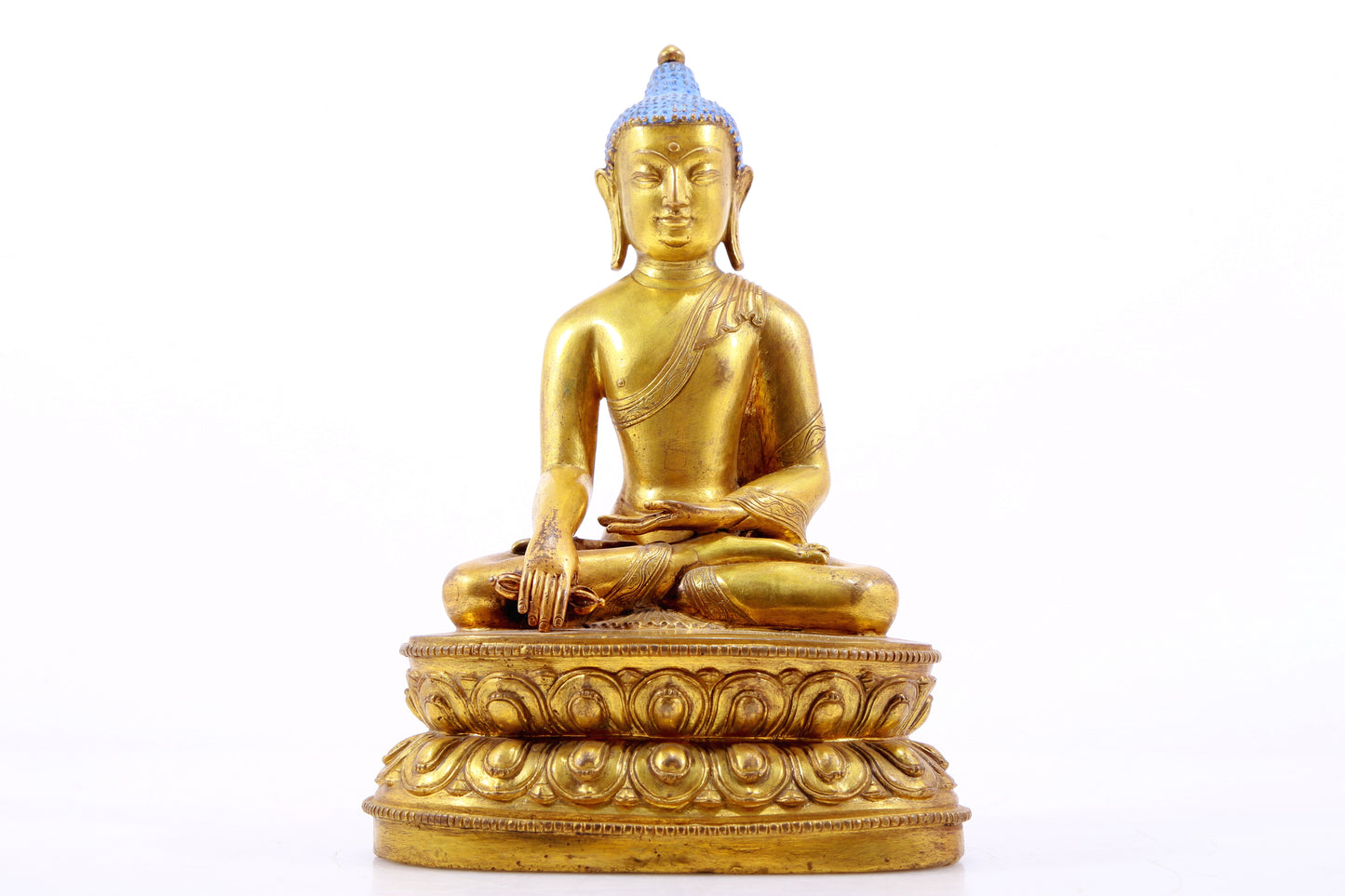 A Magnificent Set Of Three Gilt-Bronze Figures Of Buddha