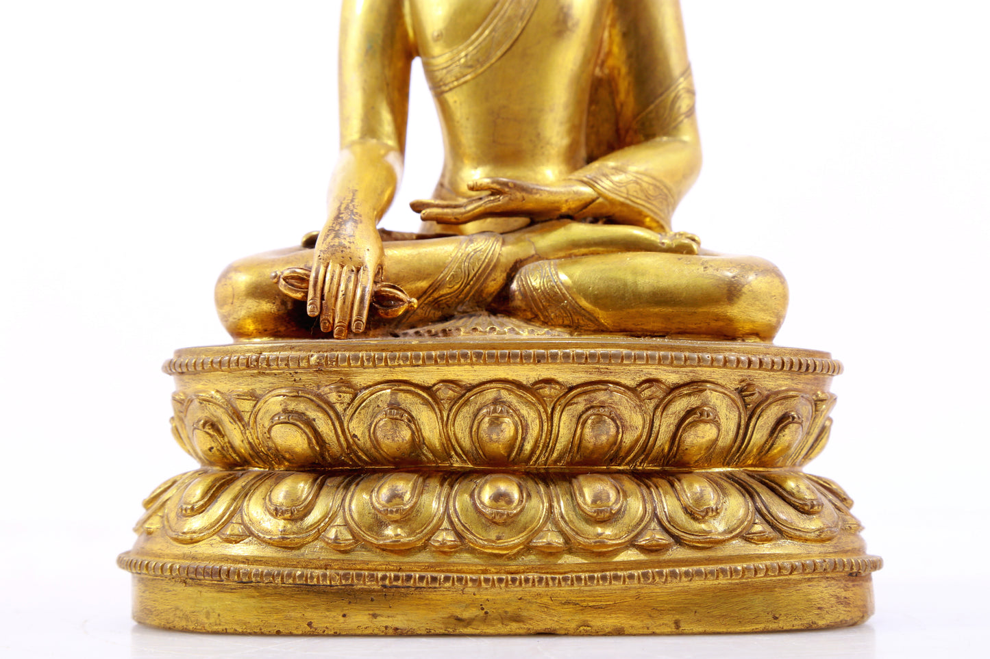 A Magnificent Set Of Three Gilt-Bronze Figures Of Buddha