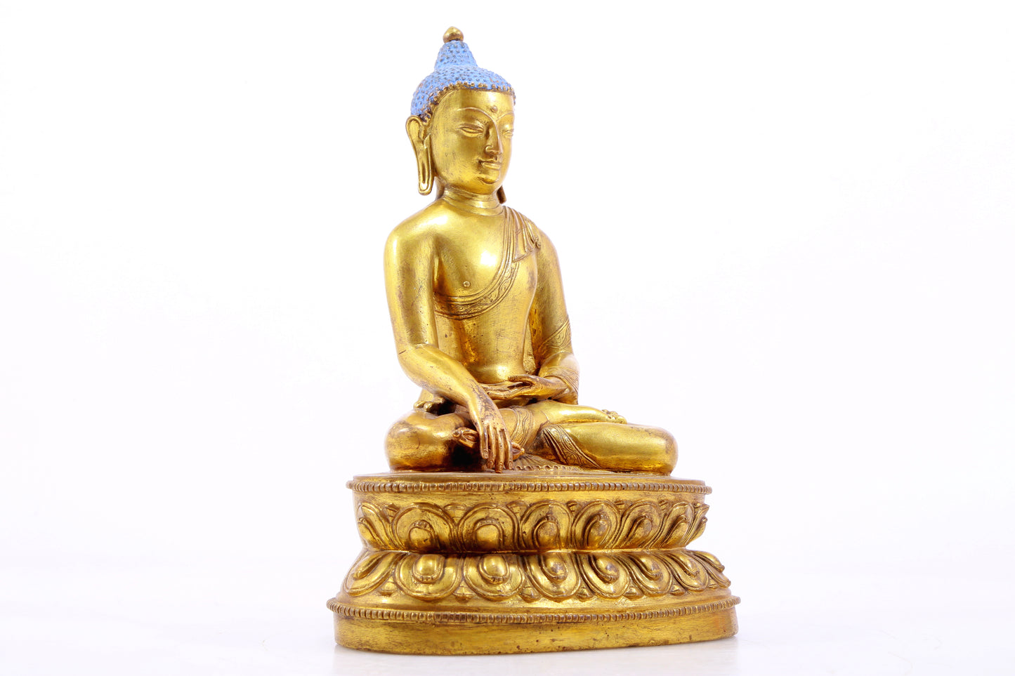 A Magnificent Set Of Three Gilt-Bronze Figures Of Buddha