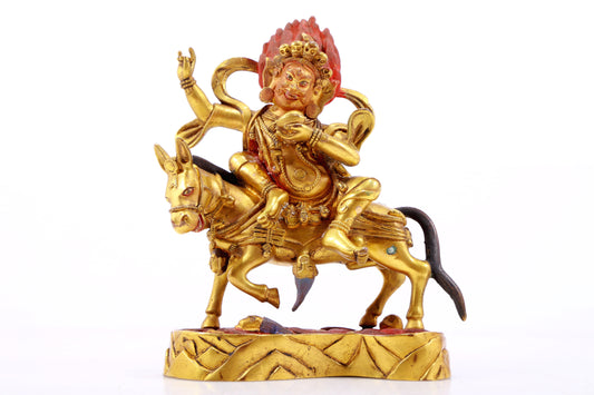 A Magnificent Gilt-Bronze Figure Of Kubera Seated On A Horse