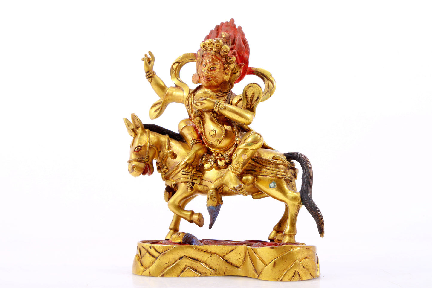 A Magnificent Gilt-Bronze Figure Of Kubera Seated On A Horse