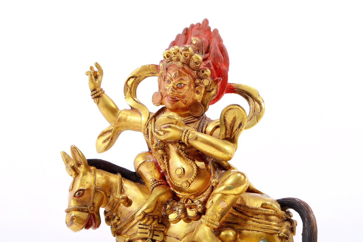 A Magnificent Gilt-Bronze Figure Of Kubera Seated On A Horse