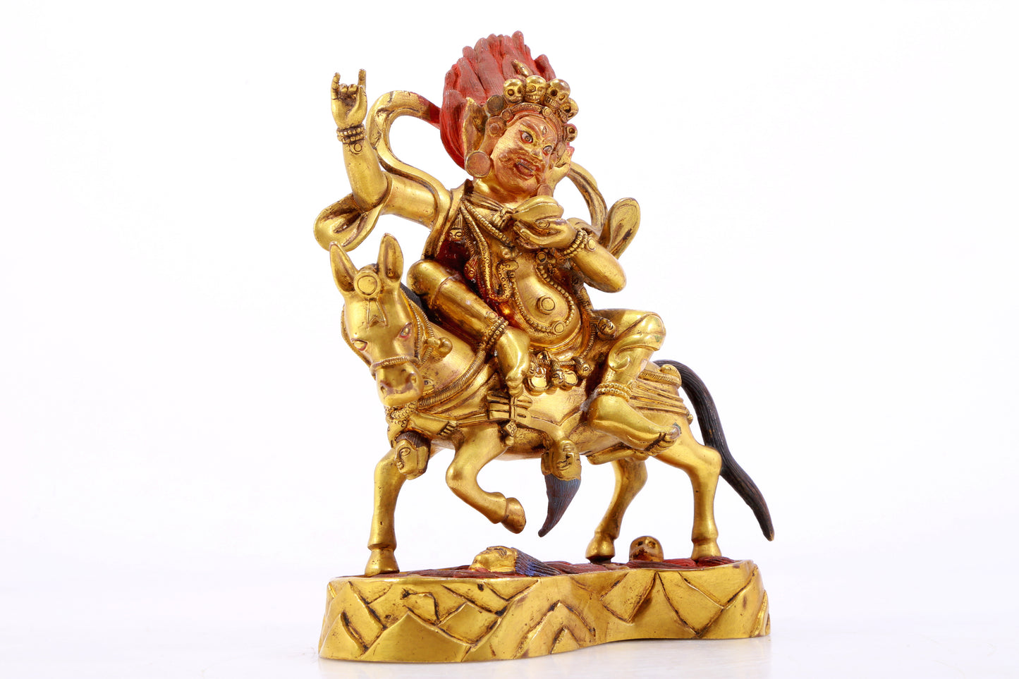 A Magnificent Gilt-Bronze Figure Of Kubera Seated On A Horse