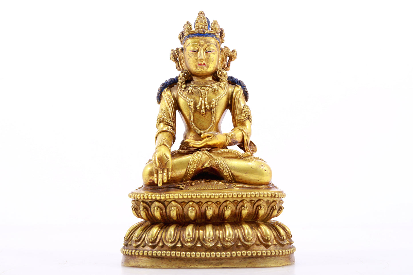 Magnificent Gilt-Bronze Figure Of Longevity Buddha