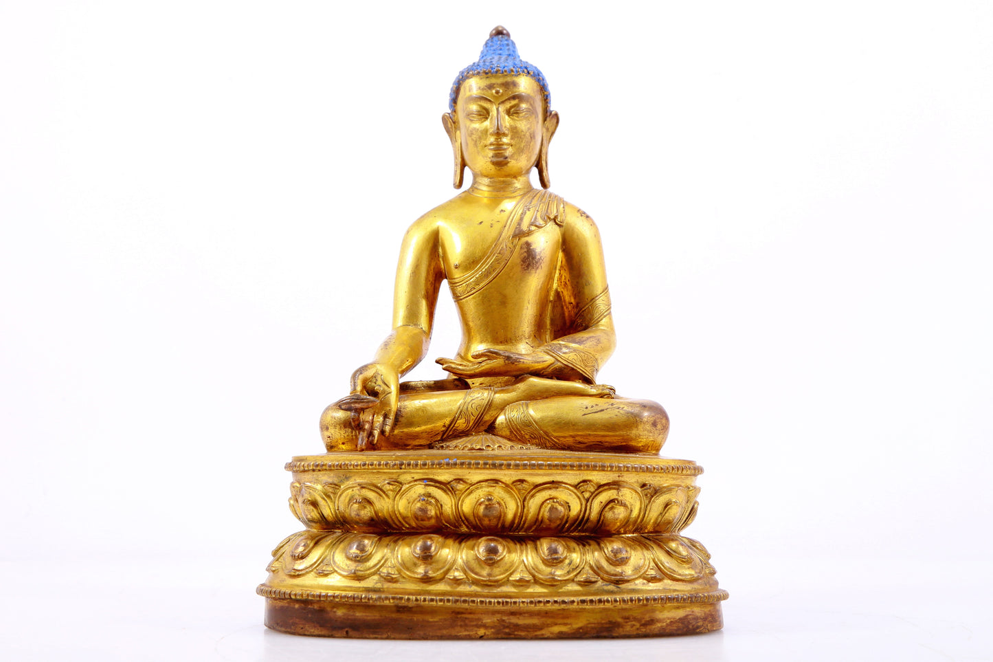 A Magnificent Set Of Three Gilt-Bronze Figures Of Buddha