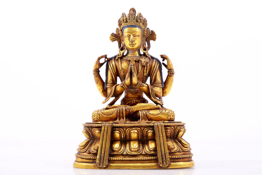 A Magnificent Gilt-Bronze Figure Of Four-Armed Avalokiteshvara