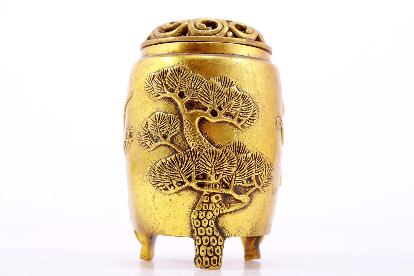 Magnificent Pair Of Gilt-Bronze 'Pine, Bamboo, Plum Blossom' Jars