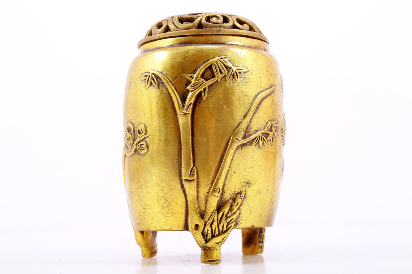 Magnificent Pair Of Gilt-Bronze 'Pine, Bamboo, Plum Blossom' Jars