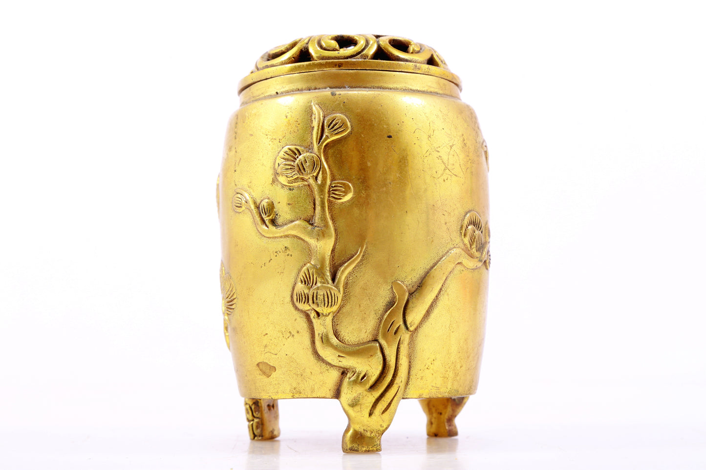 Magnificent Pair Of Gilt-Bronze 'Pine, Bamboo, Plum Blossom' Jars