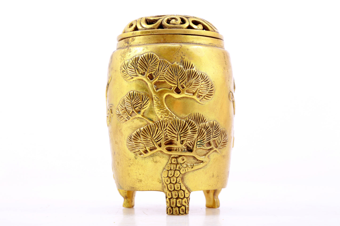 Magnificent Pair Of Gilt-Bronze 'Pine, Bamboo, Plum Blossom' Jars