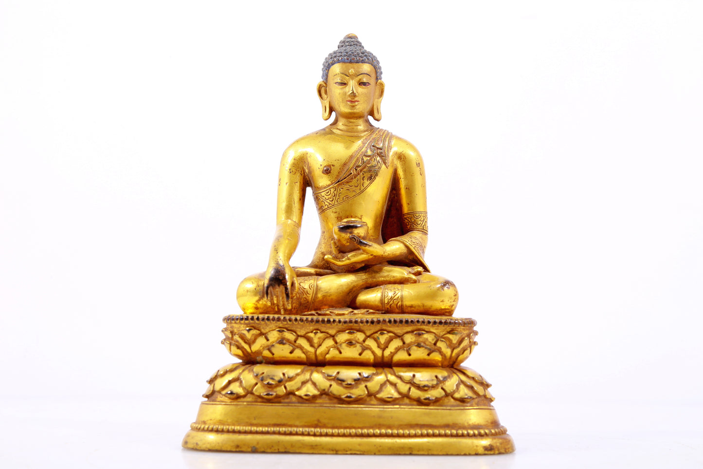 A Brilliant Set Of Three Gilt-Bronze Figures Of Buddha