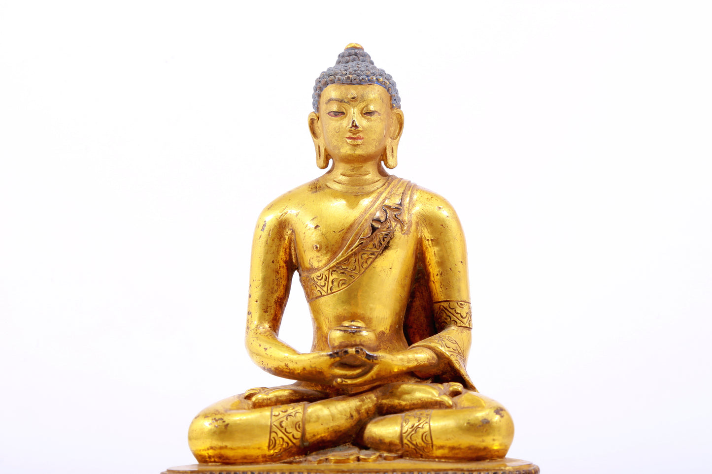 A Brilliant Set Of Three Gilt-Bronze Figures Of Buddha