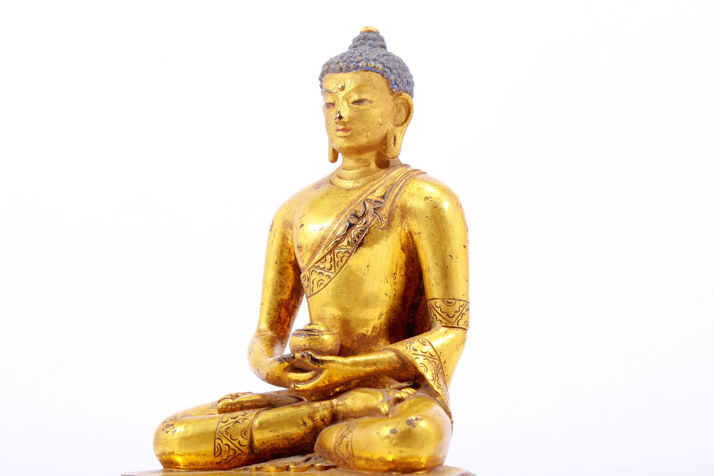 A Brilliant Set Of Three Gilt-Bronze Figures Of Buddha