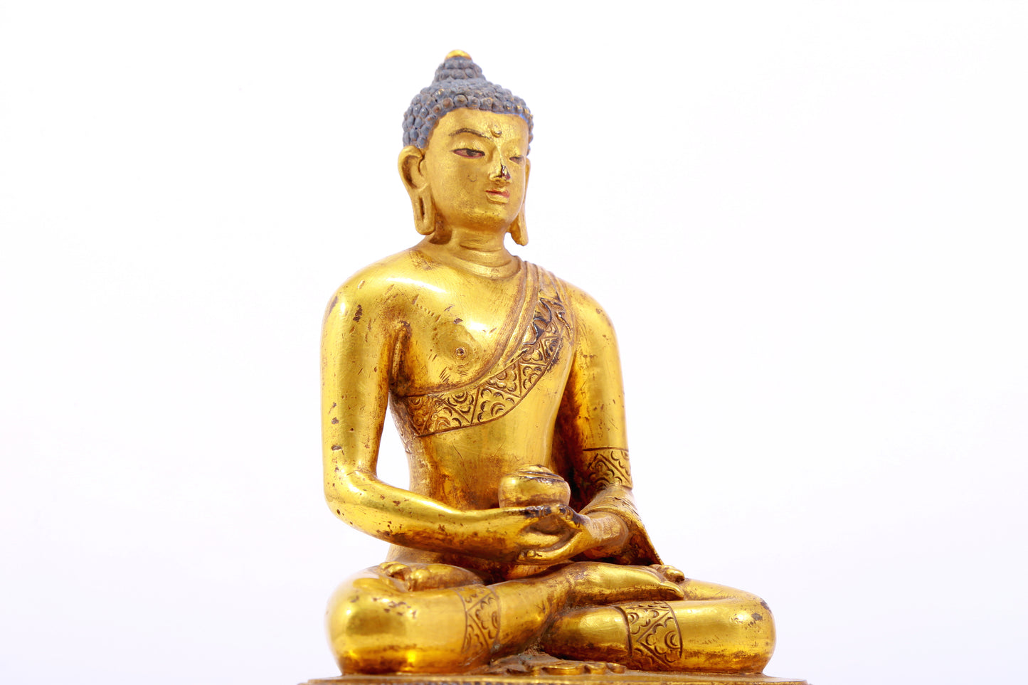 A Brilliant Set Of Three Gilt-Bronze Figures Of Buddha