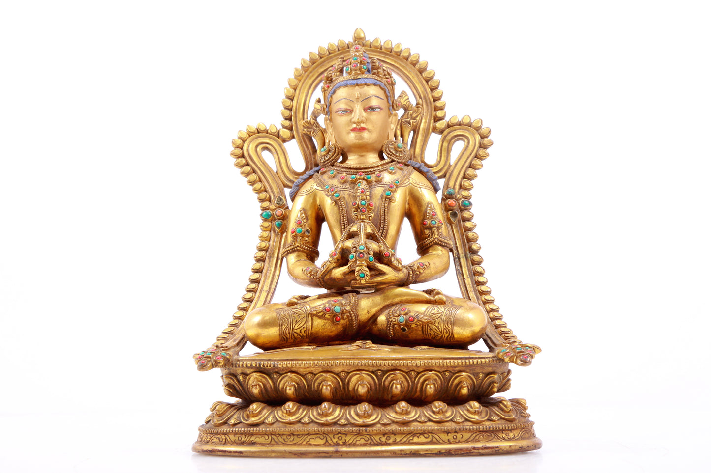 A Splendid Gilt-Bronze Gem-Inlaid Figure Of Amitayus