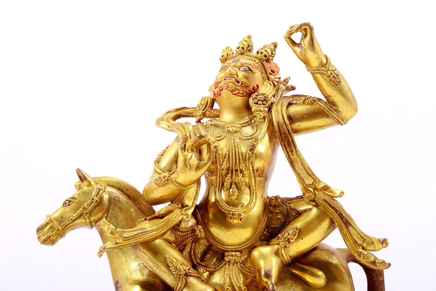 A Wonderful Gilt-Bronze Figure Of Vajrapani Seated On A Horse